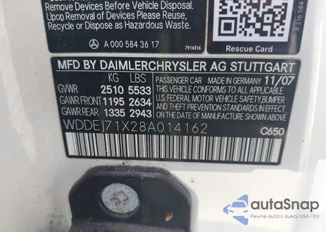 2008 Mercedes-Benz Cl 550 z USA, uszkodzony, nr VIN WDDEJ71X28A014162